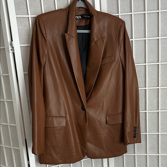 Zara Jackets & Blazers - Zara Chestnut Faux Leather Jacket